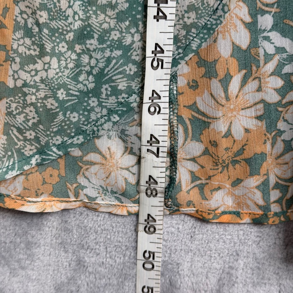 Miss Me Floral Top Womens S Green High Low Fairy Boho Duster Puff Sleeve - Picture 9 of 10